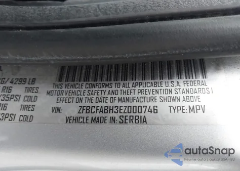 2014 Fiat 500L Easy z USA, uszkodzony, nr VIN ZFBCFABH3EZ000746